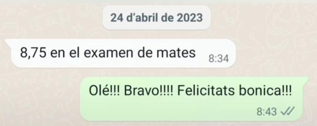 Testimonio de un alumno por Whatsapp