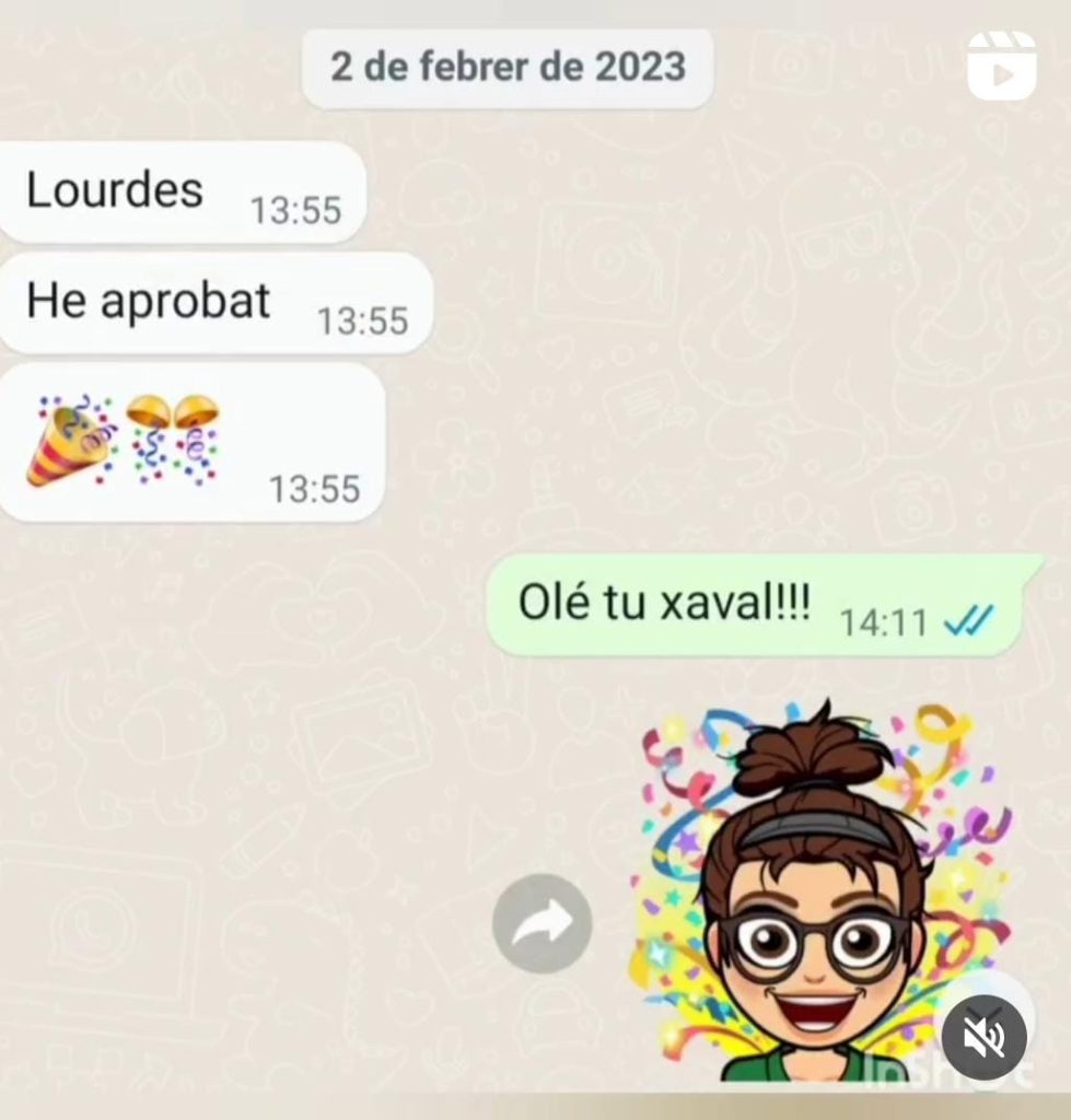 Testimonio bueno por Whatsapp